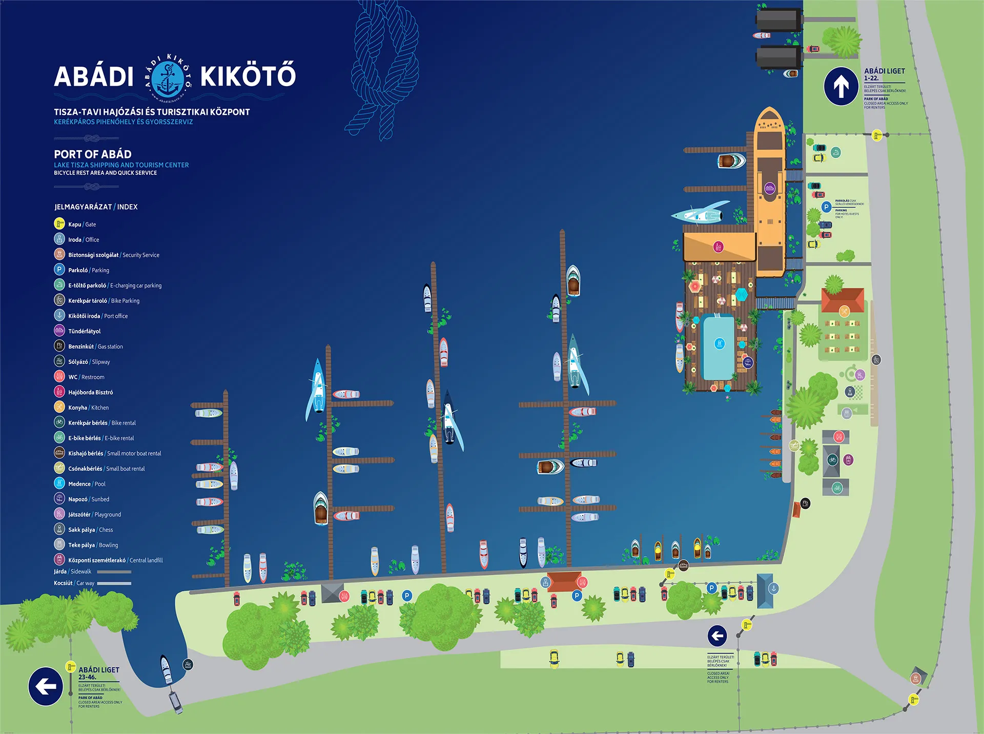 Abádi Kikötő térkép Tisza-tó